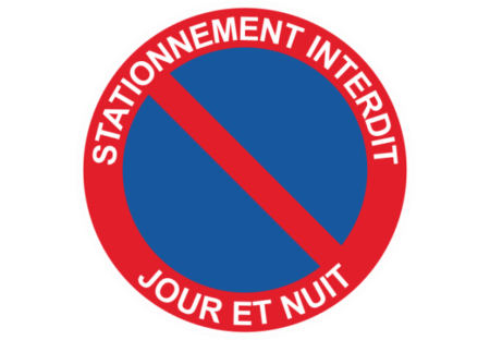 Panneau Stationnement interdit JOUR ET NUIT - 25cm DE DIAMETRE